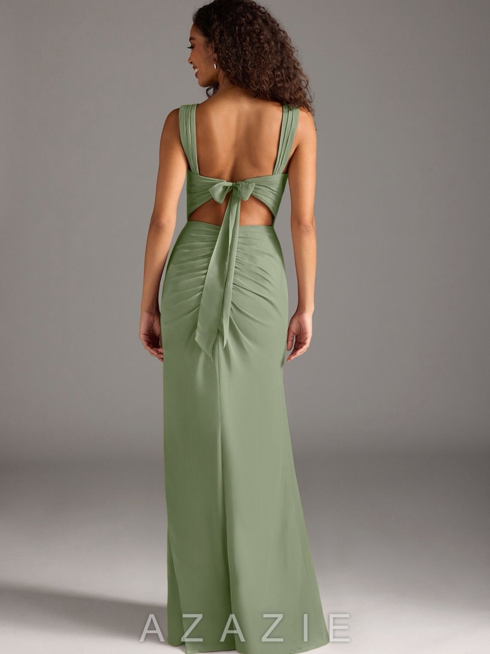 Azazie Green Open-Back Tie bridesmaid/formal dress